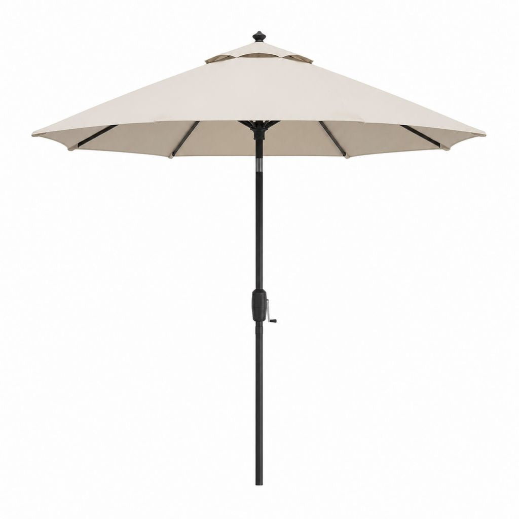 Parasol de jardin octogonal beige en polyester avec mât en acier 300 x 248 cm