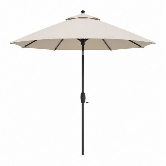 Parasol de jardin octogonal beige en polyester avec mât en acier 300 x 248 cm