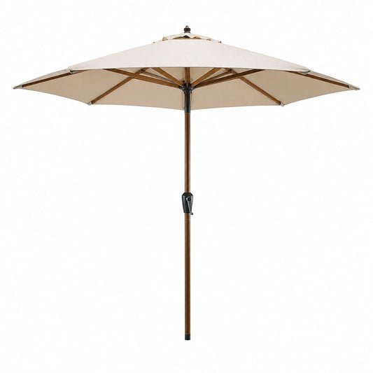 Parasol de jardin octogonal beige en polyester et bois massif diamètre 300 cm hauteur 250 cm